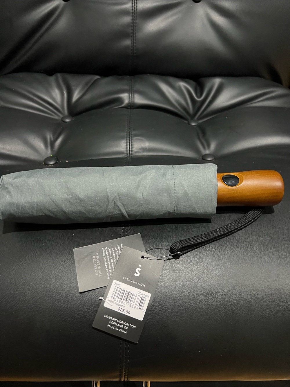 ShedRain Men's Foldable Face umbrella 🌂 with Strap - Gray